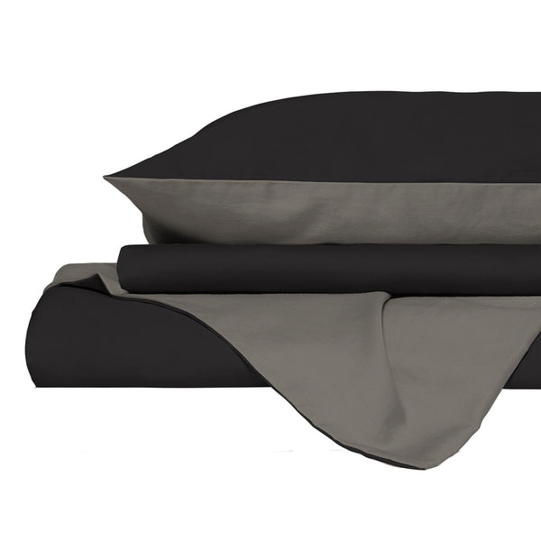 Copripiumino con Sacco e Federe in Tinta Unita Double Face Linea Zoe Cioccolato e Sabbia acquista