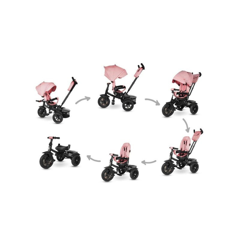 Triciclo Passeggino per Bambini 6 in 1 con Seggiolino Reversibile Qplay Premium Rosa