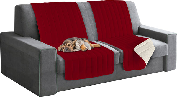 online Doubleface gesteppter Sofabezug 60x190cm Bordeaux/Creme