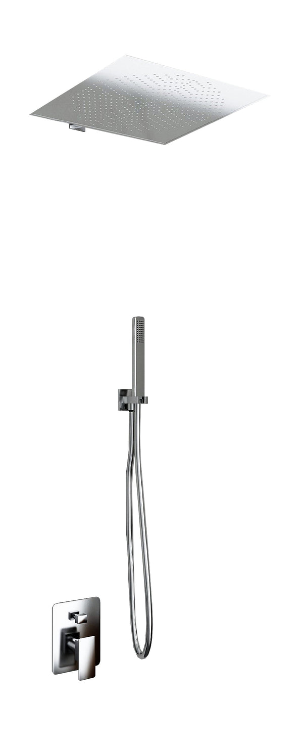 online Quadratisches Wand-Duschset aus Edelstahl 40 x 40 cm mit Duschkopf und Mischbatterie