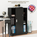 Armadietto da Ufficio 80x40x120 cm Ante Scorrevoli con 2 Chiavi di Sicurezza Nero  