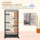 Gabbia per Piccoli Animali 61,5x44x131 cm Con Ruote Rampe e Accessori Nero   