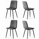 Set 4 Sedie Piedi Neri e Seduta Ergonomica con Rivestimento in Velluto Grigio     
