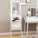 Specchio a Figura Intera da Terra 47x46x148 cm Angolazione Regolabile in Legno e Vetro Bianco  