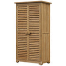 Armadio Porta Attrezzi da Giardino Impermeabile 3 Ripiani in Legno 87x46.5x160 cm 