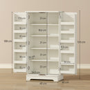 Credenza Cucina Mobile Dispensa 60x40x120 cm con 12 Portaspezie Ripiani Regolabili e 2 Ante in Truciolato e MDF Crema      
