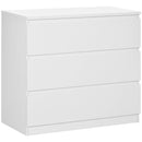 Cassettiera 3 Cassetti Moderna senza Maniglie per Camera e Soggiorno 80x39x73 cm Laccato Bianco      