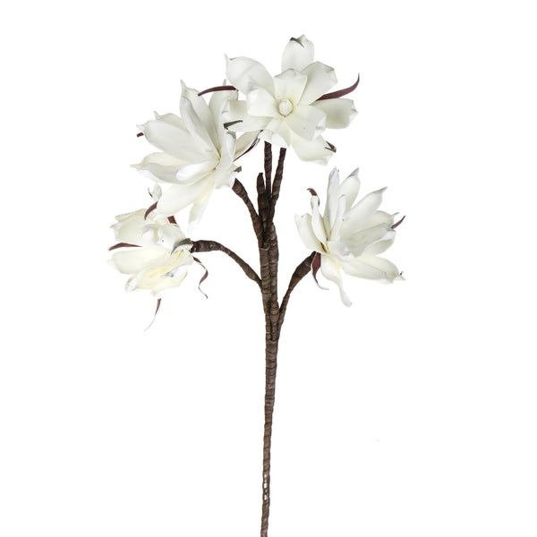 Set 2 Magnolien Bestehend aus 4 Kunstblumen Höhe 95 cm Weiß prezzo