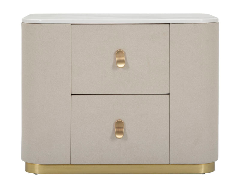 Comodino Beauty 60x47x40 cm in Legno MDF e Metallo Crema/Oro