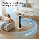 Ventilatore a Torre da Pavimento 25x25x80 cm Oscillante 70° in PP e ABS Bianco e Nero      