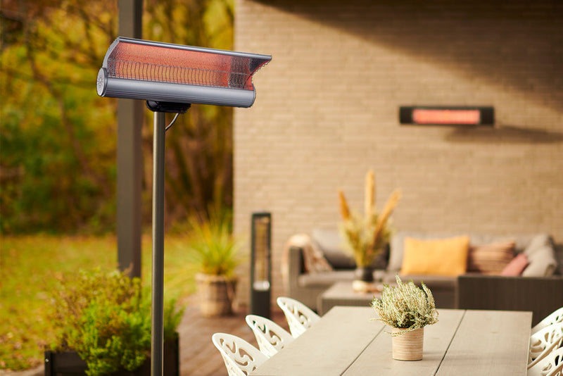 Stufa da Esterno Lampione Riscaldatore su Palo 218x60x60 cm 2000W Sined  Grigio
