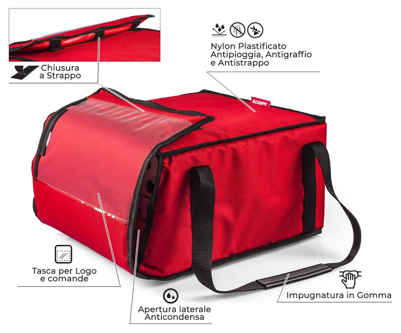 Borsa Termica Porta Pizze da Asporto 6 Cartoni Safemi Express Strap 6 Rossa