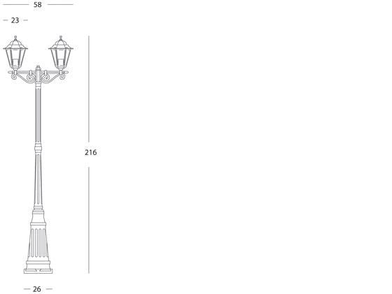 Lampada Palo Alto Due Luci per Giardino Colore Nero e Oro per Esterno Linea Merlet Sovil