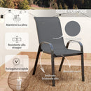 Set 3 Pezzi da Giardino 2 Sedie da Giardino 54x71x93 cm e Tavolino Rotondo Ø60x71 cm in Acciaio Grigio Scuro      