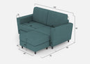 Divano 2 Posti con Pouf 152x155x85 cm Yasel in Tessuto Petrolio