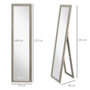 Specchio da Terra 37x157 cm Design Moderno a Figura Intera Cornice in MDF Grigio      