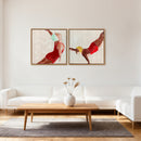 Set di 2 Quadri su Tela 40x40 cm Design Moderno Stampa Artistica da Parete con Ganci Inclusi Rosso      