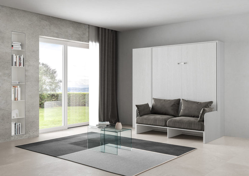 Letto Matrimoniale a Scomparsa Salvaspazio con Sofà Kentaro H210 cm Bianco