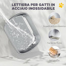 Lettiera per Gatto Chiusa XL con Coperchio Sollevabile Paletta Pacchetto Deodorante in Acciaio Inox Bianco      