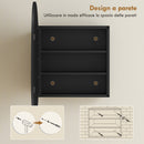 Armadietto da Bagno Mobile Sospeso con Specchio 61x12x79 cm in Vetro e Metallo Nero      