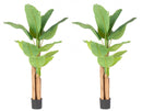 Set 2 Piante Artificiali di Banano 90x110x150 cm in Plastica con Vasi Verde