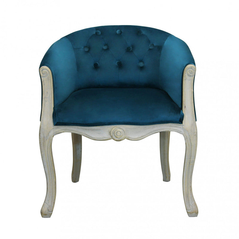 Poltrona Coreen in Velluto Blu 61x61x71 h cm in Legno Blu