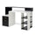 Schreibtisch-PC-Halter aus MDF 140 x 55 x 92 cm Schwarz und Weiß