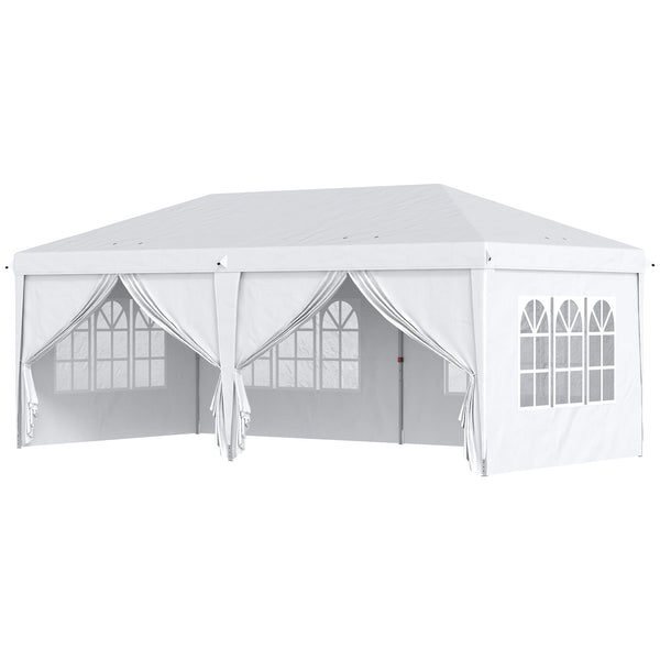 Gazebo Pieghevole 6x3m Funi e Picchetti Bianco acquista