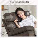 Poltrona Alzapersona Reclinabile Massaggiante e Riscaldante 93x101x102 cm in Tessuto Effetto Velluto Marrone Scuro   