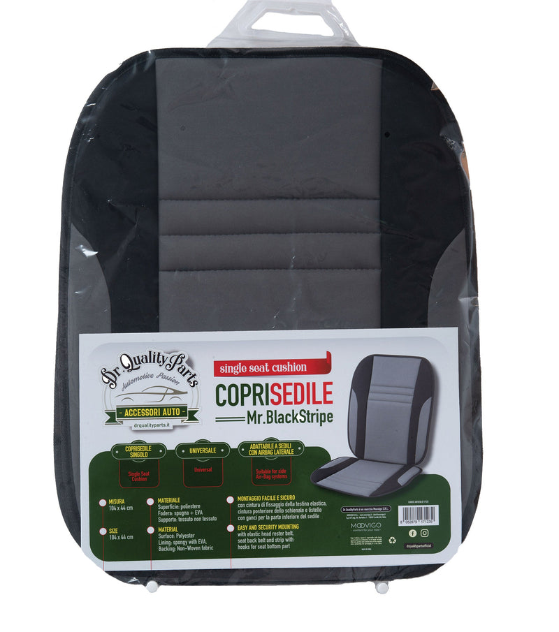 Coprisedile Anteriore Singolo 104x44 cm in Poliestere per Auto Universale Grigio e Nero