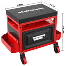 Sgabello da Officina con Cassetto Porta Attrezzi Utensili con Ruote