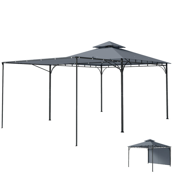 Gazebo da Giardino con Tetto Estensibile 320x320x275 cm con Fori di Drenaggio in Metallo e Poliestere Grigio Scuro acquista