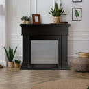 Cornice per Camino 110x36x100 cm Cambridge Rivestimento in Legno Nero  