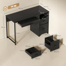 Scrivania da Ufficio Salvaspazio 120x52,3x76 cm con Cassetti in Legno e Acciaio Nero      