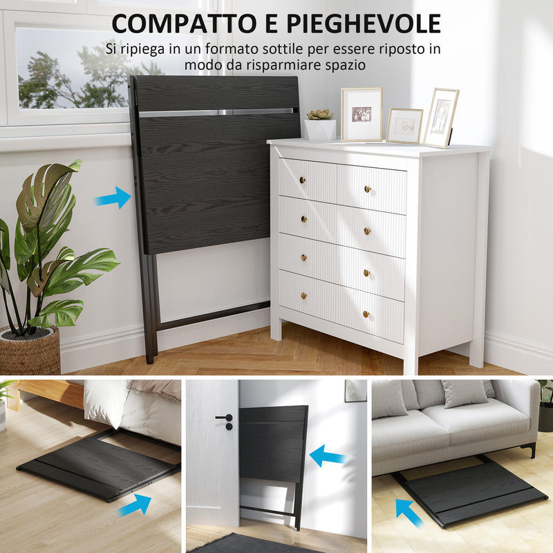Scrivania Pieghevole 81,5x62x86,5 cm con Ripiano per Monitor Nero   