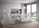 Consolle Tavolo Allungabile 90-302x42x75 cm Evolve Bianco Frassino con Panca Inferiore 