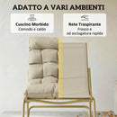 Sedia Dondolo da Esterno 70x113x76 cm Cuscino Imbottito in Acciaio e Poliestere Cachi      