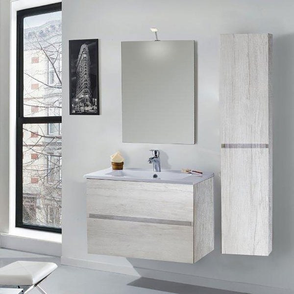 sconto Hängender Badezimmerschrank mit Säule Mazzoni Maiorca Light White Ash