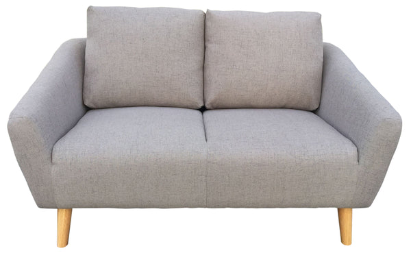 Design Sofa 2-Sitzer Sofa grau Stoff Holzfüße für Home Office sconto