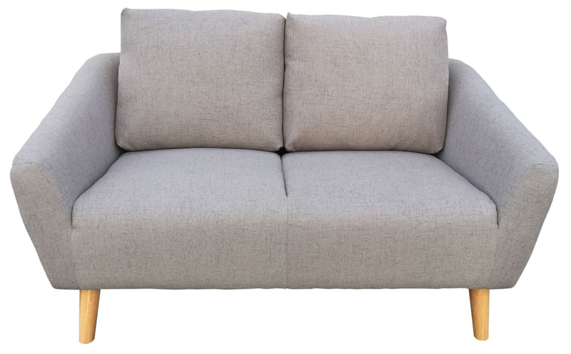 Divano Design Divanetto 2 Posti Tessuto Grigio Piedi in Legno per Casa Ufficio