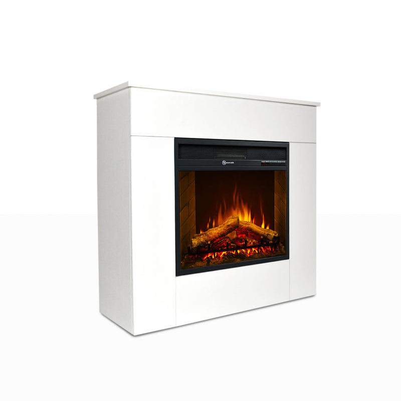 Camino Elettrico da Terra 96x36x90 cm Michelangelo in Legno Bianco      