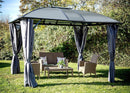 Gazebo da Giardino con Tende 3x3,60 m in Alluminio Copertura in Policarbonato 6mm