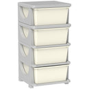 Cassettiera per Cameretta 4 Cassetti 37x37x76 cm in Plastica Crema   