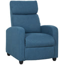 Poltrona Relax Reclinabile Manualmente 69x88x101 cm in Tessuto Effetto Lino Blu  