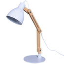 Lampada da Tavolo Scrivania Pieghevole in Legno e Metallo Bianco 