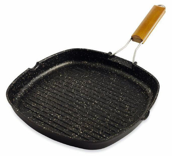 online Antihaft-Grillpfanne aus Aluminium 28x28cm mit Holzgriff Soriani Marble Steack