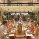 Pergola da Giardino 570x295 cm con Tettuccio Scorrevole UV50+ in Metallo Beige      