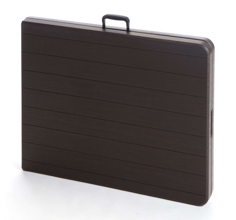 Tavolo Pieghevole da Giardino 180x75x72 cm in Ferro Taddei Plastik Wood Marrone Scuro