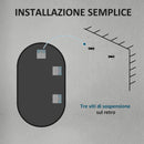Specchio da Bagno Ovale da Parete 60x90 cm con Cornice in Alluminio Nero   