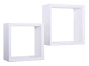Set 2 Mensole Cubo da Parete Quadrato in Fibra di Legno Ginevra Bianco